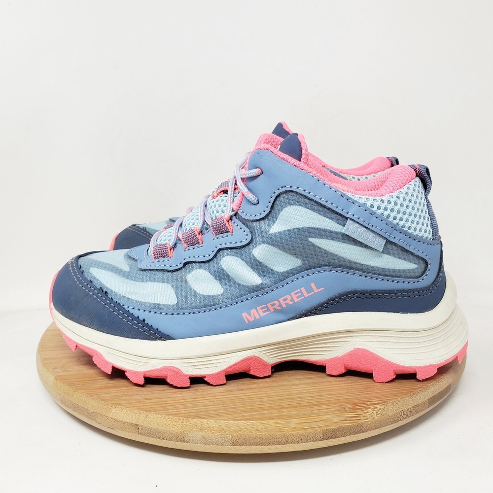 Merrell Moab Speed Mid Shoes Kids 13.5 Blue Pink Waterproof Hiking Sneaker